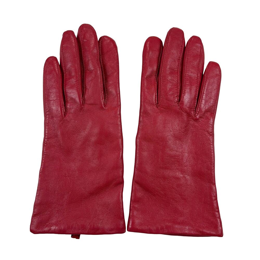Women’s Red Genuine Leather Gloves Size S Fleece Lined Classic Winter Driving
